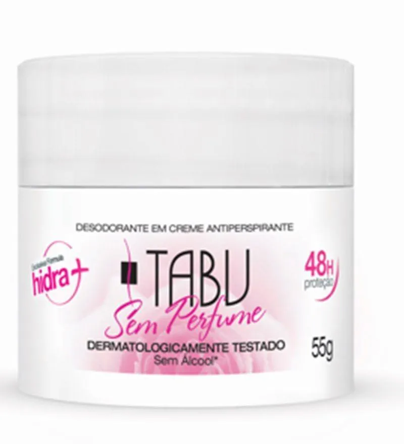 Desodorante Antitranspirante Creme Tabu Sem Perfume 55g