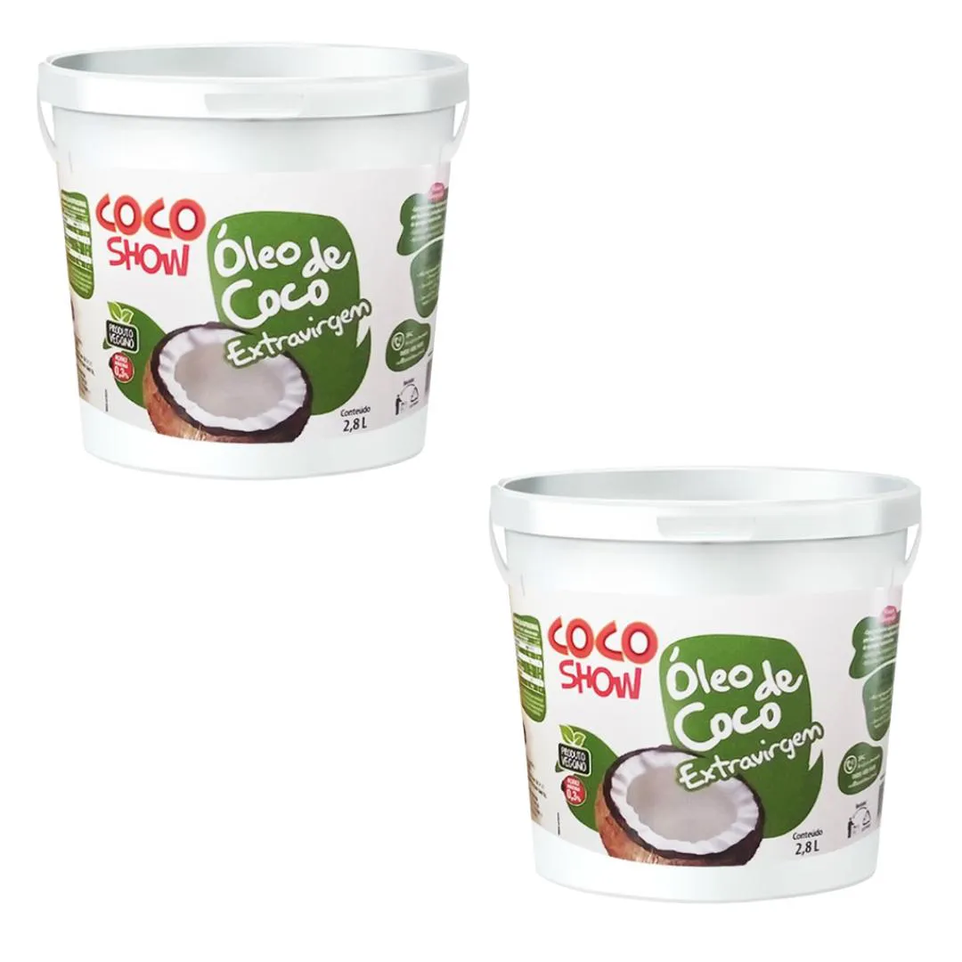 KIT 2UNI ÓLEO DE COCO EXTRA VIRGEM COCO SHOW 2,8 LITROS - COPRA