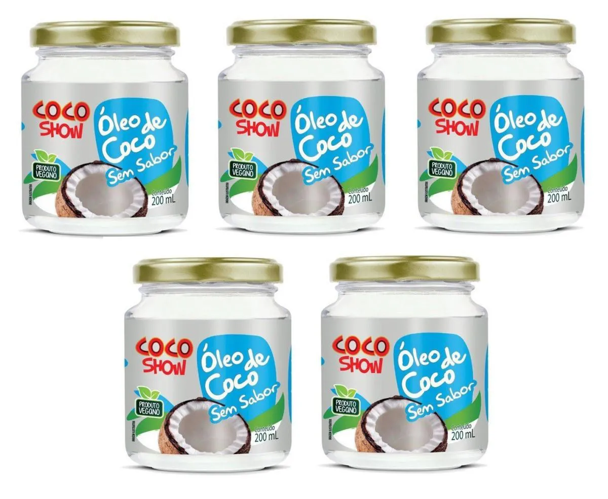 KIT 5UNI ÓLEO DE COCO SEM SABOR COCO SHOW 200ML - COPRA
