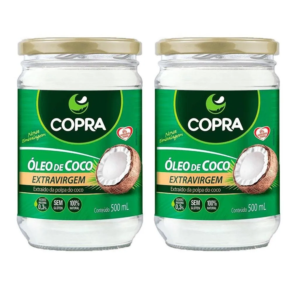 KIT 2UNI ÓLEO DE COCO EXTRAVIRGEM 500ML - COPRA