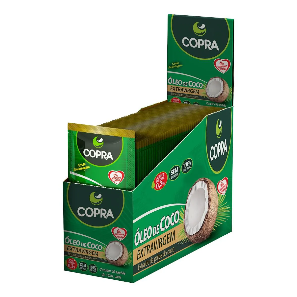 ÓLEO DE COCO EXTRA VIRGEM EM SACHê (40X 15ML) - COPRA