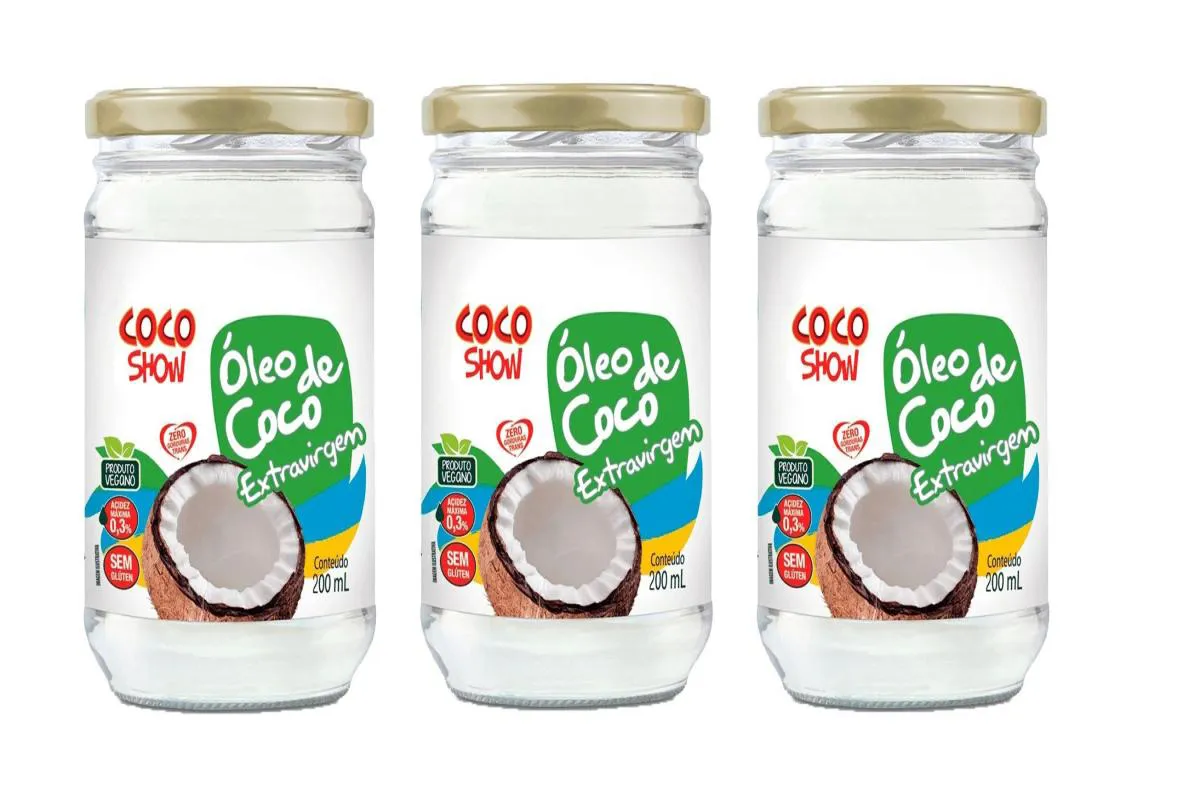 KIT 3UNI ÓLEO DE COCO EXTRAVIRGEM COCO SHOW 200ML - COPRA