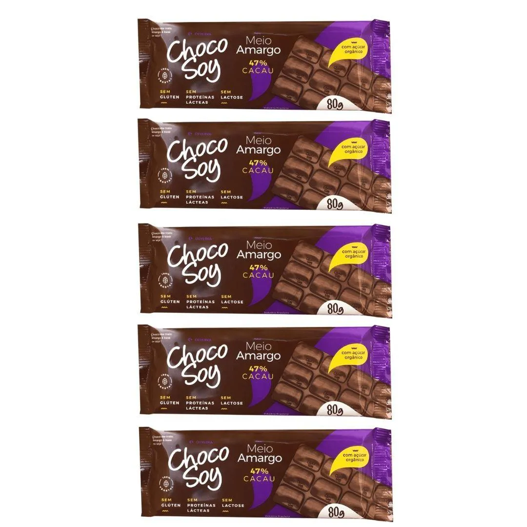 5UNI BARRA MEIO AMARGO 80GR - CHOCOSOY