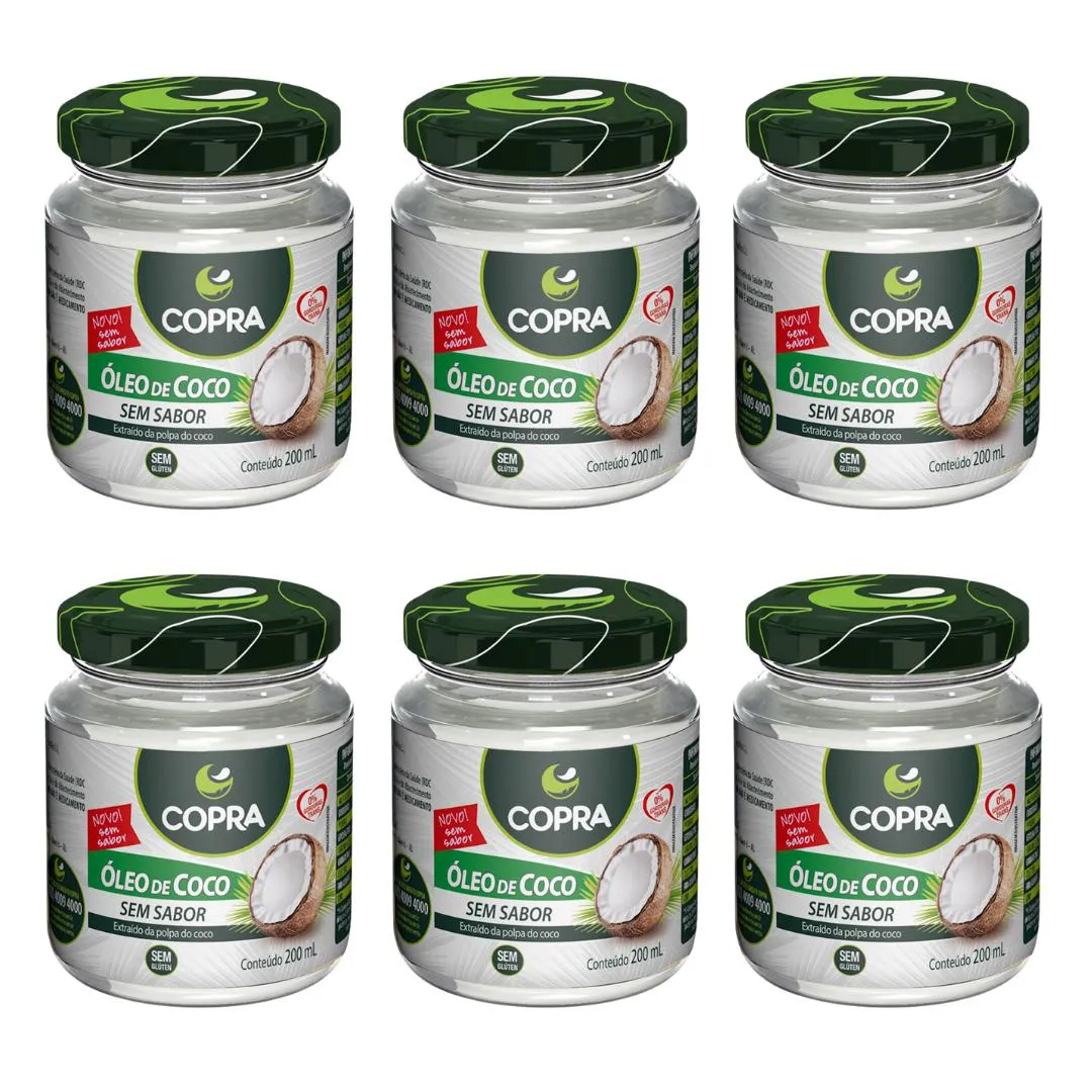 KIT 6UNI ÓLEO DE COCO (SEM SABOR) 200ML - COPRA