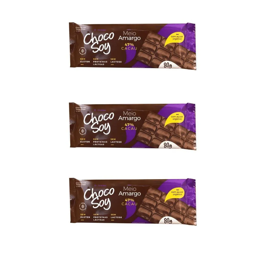 3UNI BARRA MEIO AMARGO 80GR - CHOCOSOY