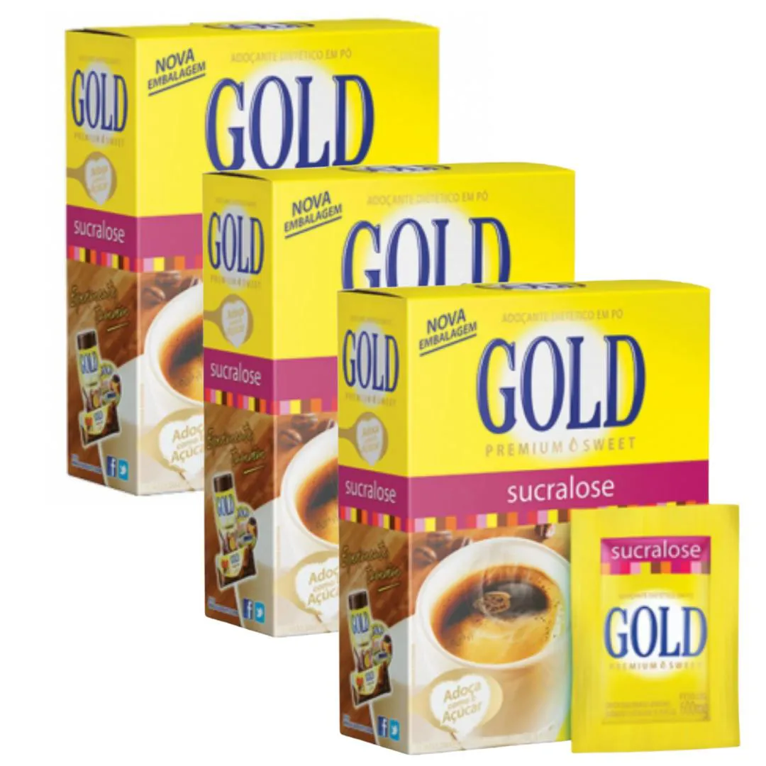 KIT 3UNI GOLD ADOçANTE SUCRALOSE EM Pó 50X6MG - GOLD
