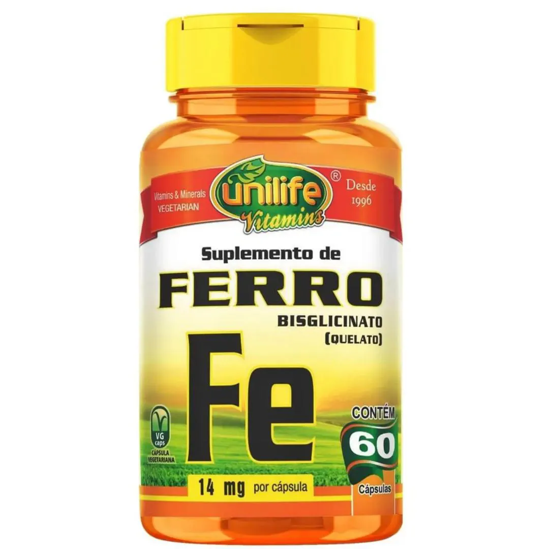 FERRO QUELATO FE 500MG 60 CáPS - UNILIFE