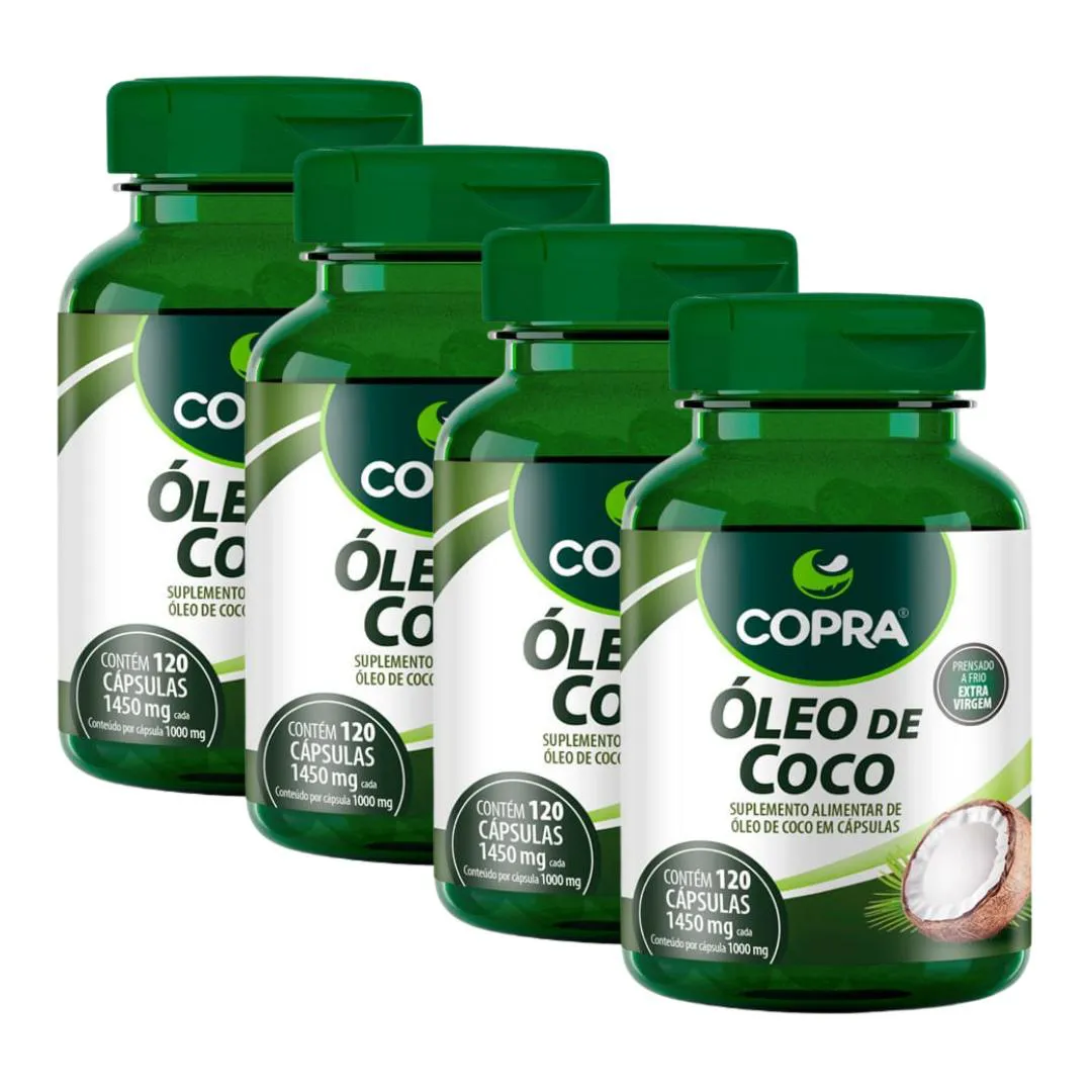 KIT 4UNI ÓLEO DE COCO EXTRAVIRGEM 120 CáPS - COPRA