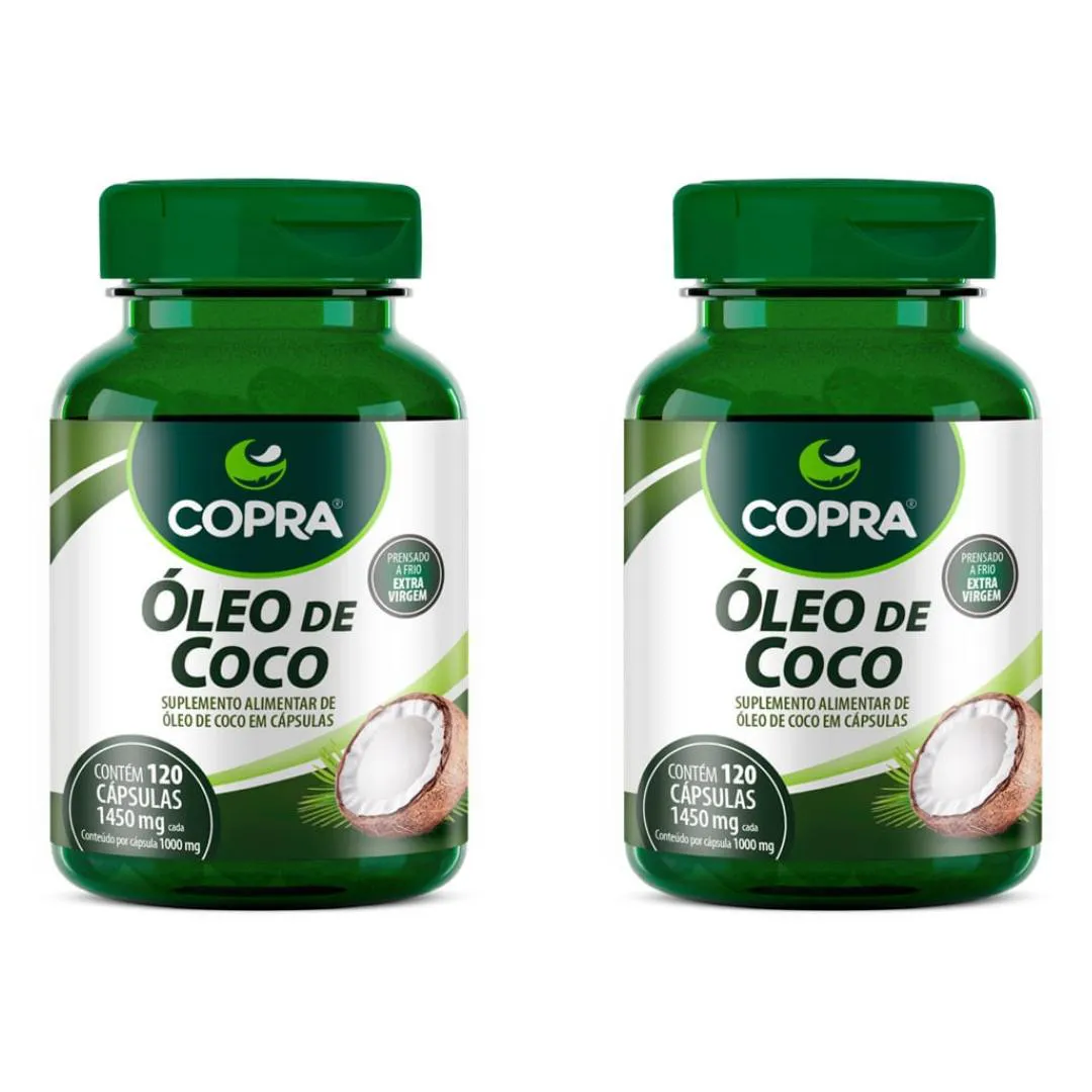 KIT 2UNI ÓLEO DE COCO EXTRAVIRGEM 120 CáPS - COPRA