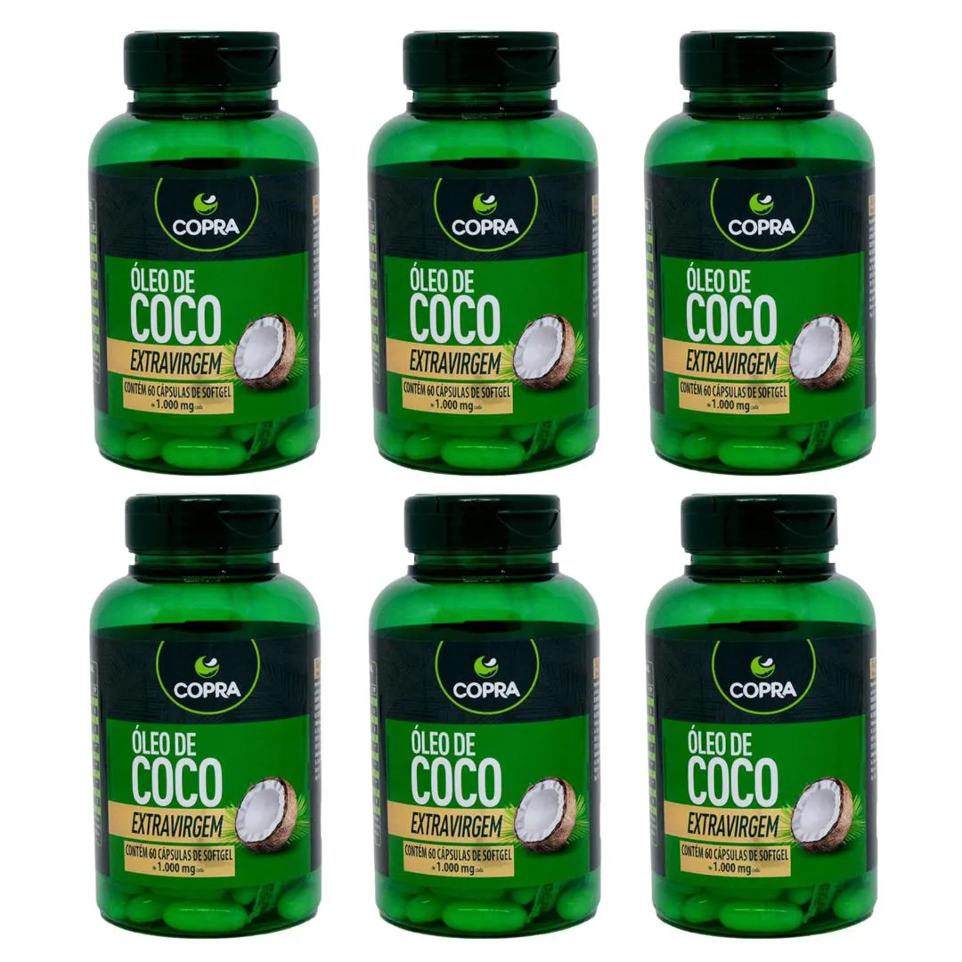 KIT 6UNI ÓLEO DE COCO EXTRA VIRGEM 60 CáPS - COPRA