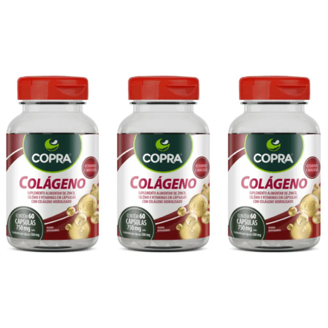 Kit 3Uni Colágeno Com Vitaminas E Minerais 60 Cáps - Copra