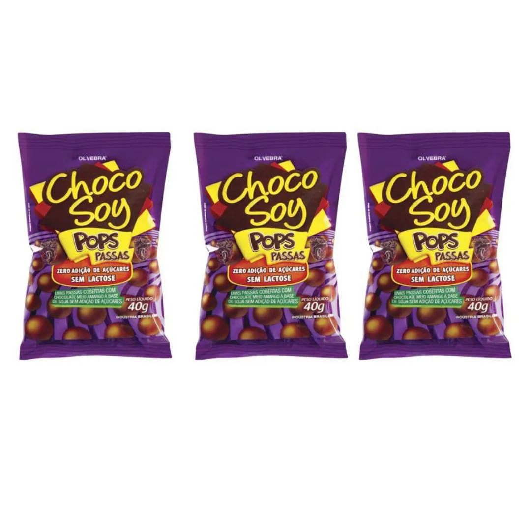 3UNI POPS PASSAS 40GR - CHOCOSOY