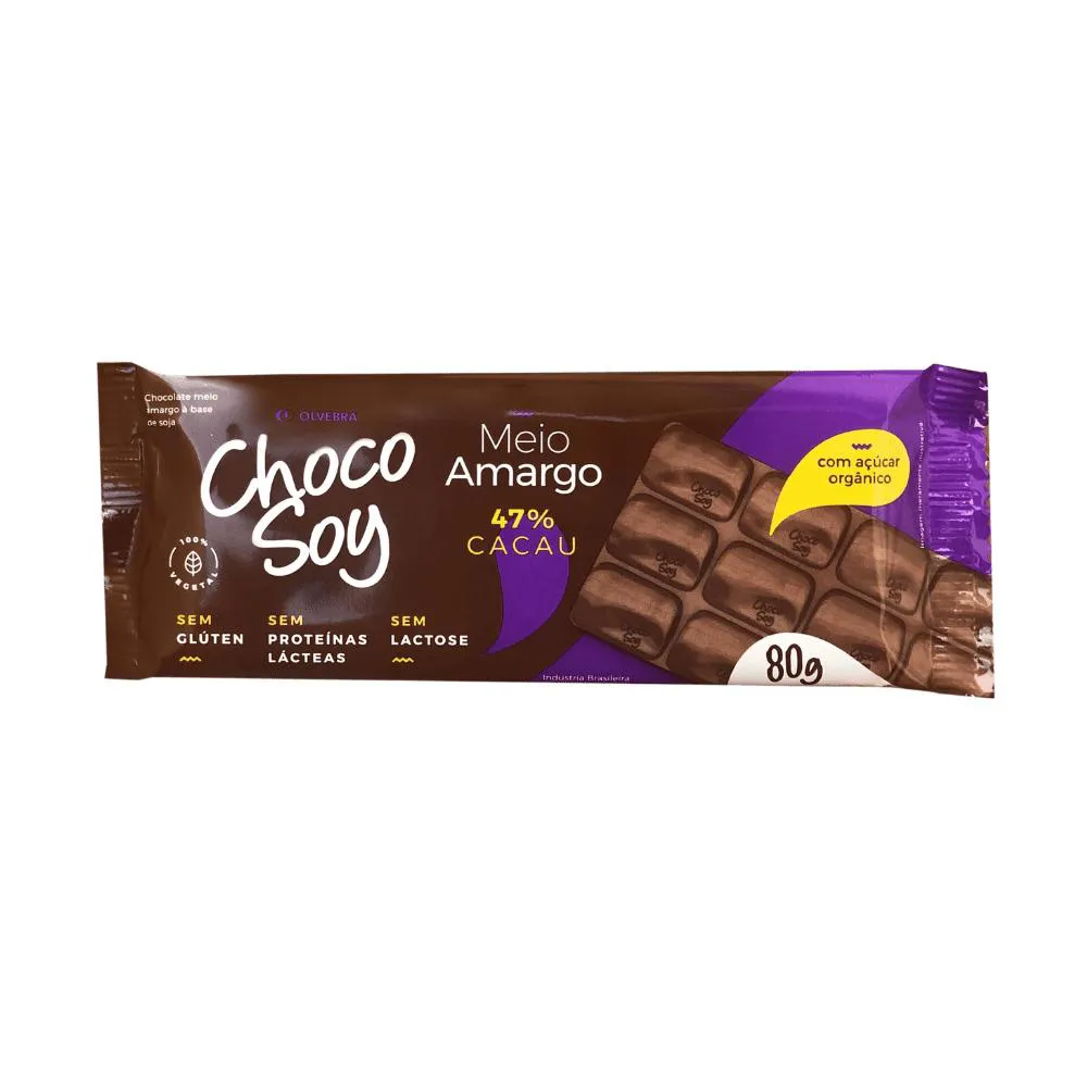 BARRA MEIO AMARGO 80GR - CHOCOSOY