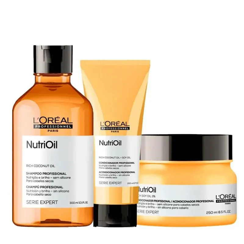 KIT L'ORÉAL PROFESSIONNEL NUTRIOIL SHAMPOO+CONDICIONADOR+MÁSCARA