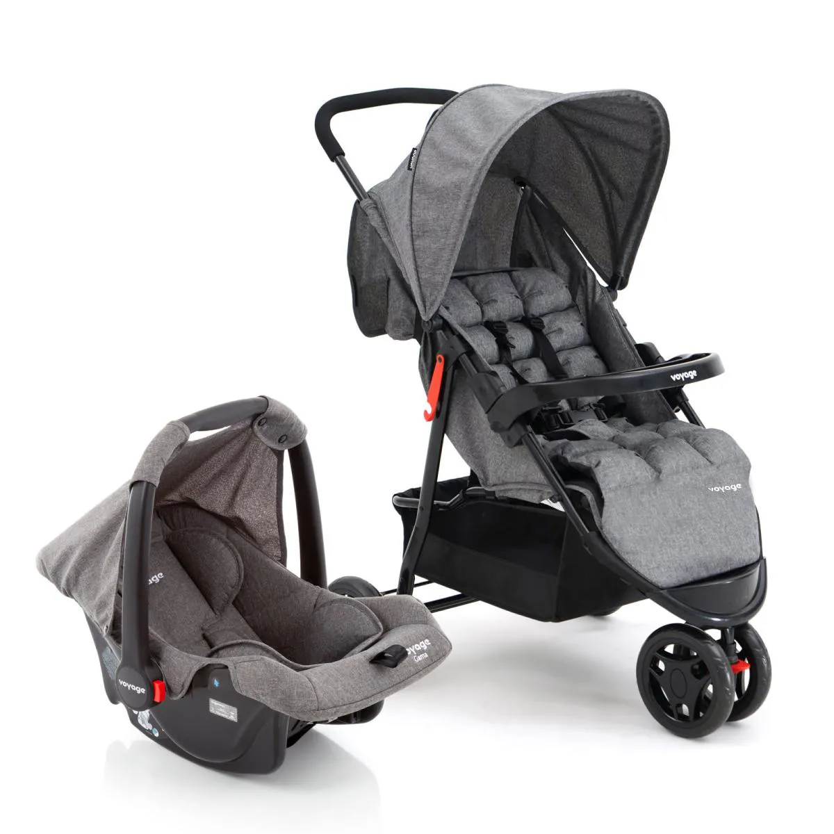 TRAVEL SYSTEM CARRINHO DE BEBê COM BEBê CONFORTO VOYAGE DELTA 0 A 15 KG CINZA MESCLA