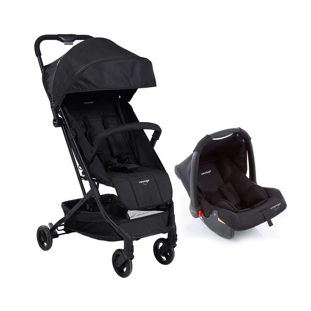 TRAVEL SYSTEM VOYAGE DUO PRO CARRINHO DE BEBê YUPI 0 A 15 KG COM BEBê CONFORTO BETA PRETO