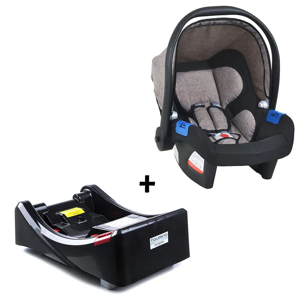 CONJUNTO BEBê CONFORTO COM BASE PARA CARRO BURIGOTTO TOURING X DE 0 ATé 13 KG CAPPUCCINO