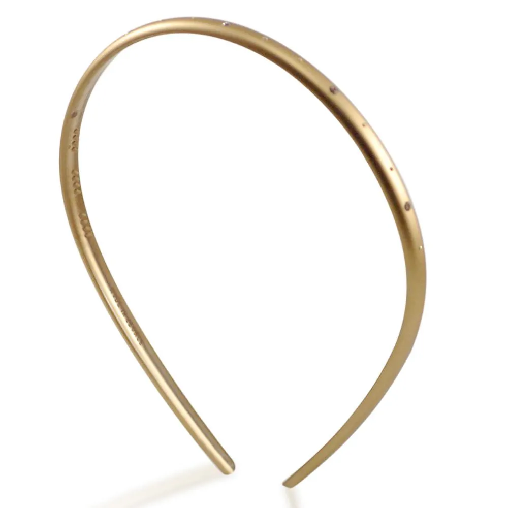 TIARA FINA C/ STRASS DOURADA FOSCO 0,7CM