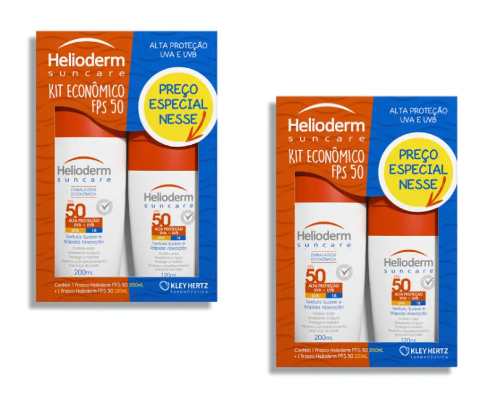 KIT 02 PROTETOR SOLAR HELIODERM DE 200ML+120ML - KLEY HERTZ