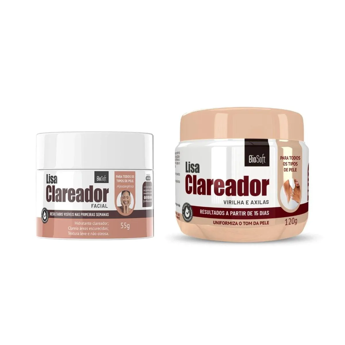 CLAREADOR ÍNTIMO E CORPORAL + CLAREADOR DE ROSTO TRIPLA AçãO