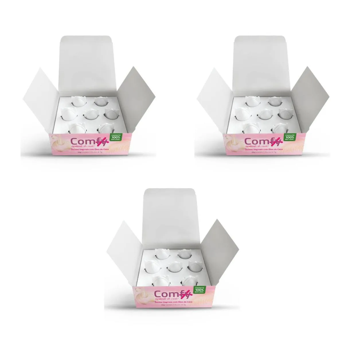 COMBO 3 OVULOS VAGINAIS COM ÓLEO DE COCO INTIMO 100% NATURAL