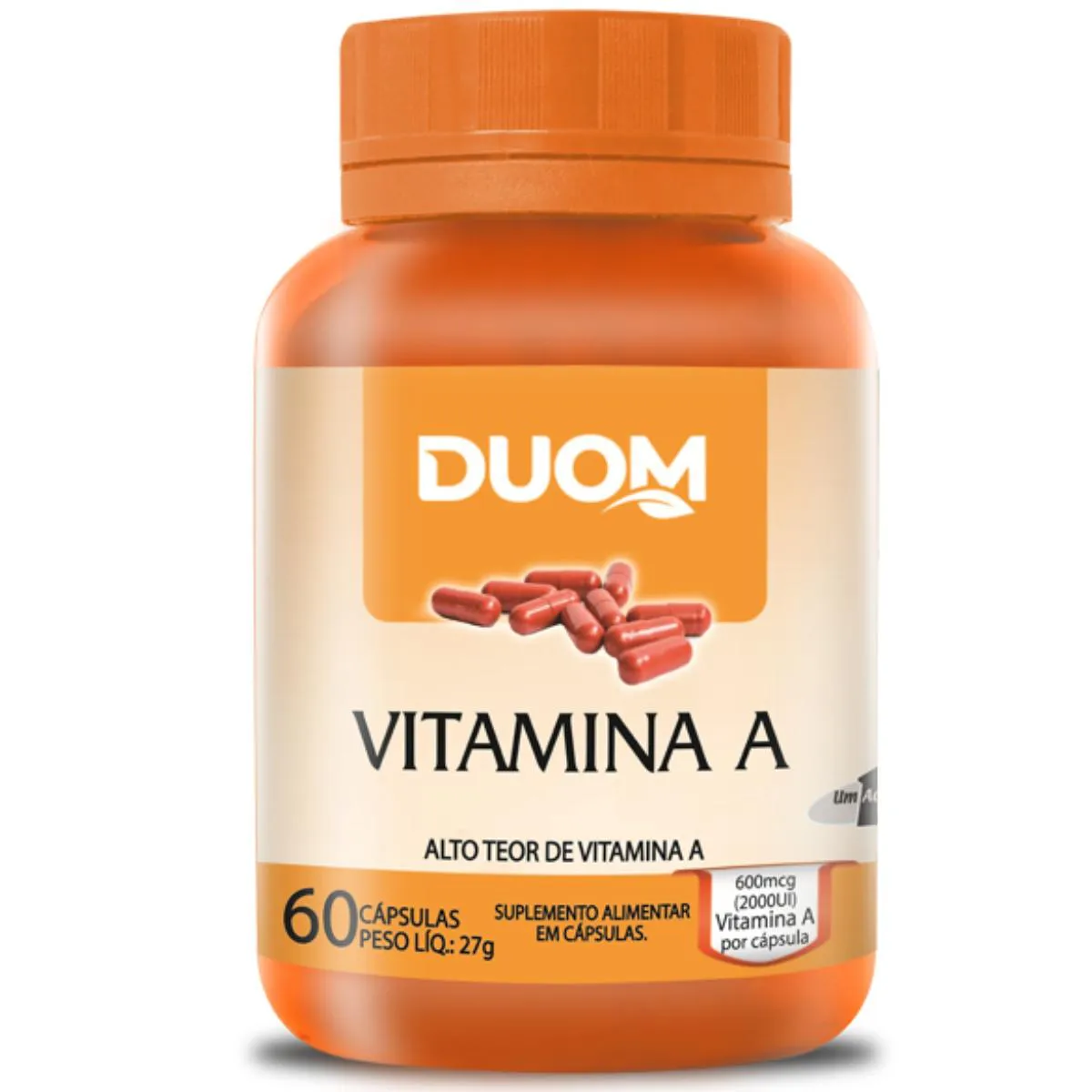 VITAMINA A ALTO TEOR APENAS 1 CÁPSULA DIA 60 CÁPSULAS – DUOM