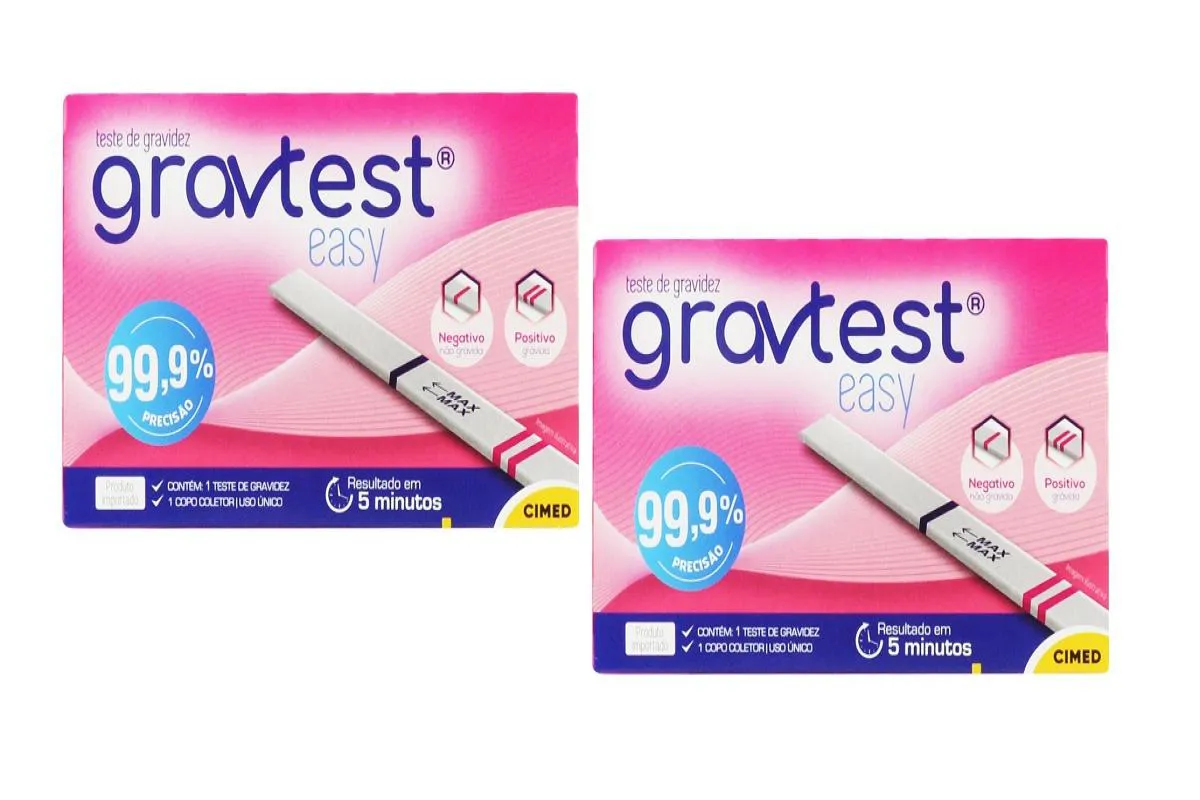 KIT TESTE DE GRAVIDEZ GRAV TEST EASY - 2 UNIDADES