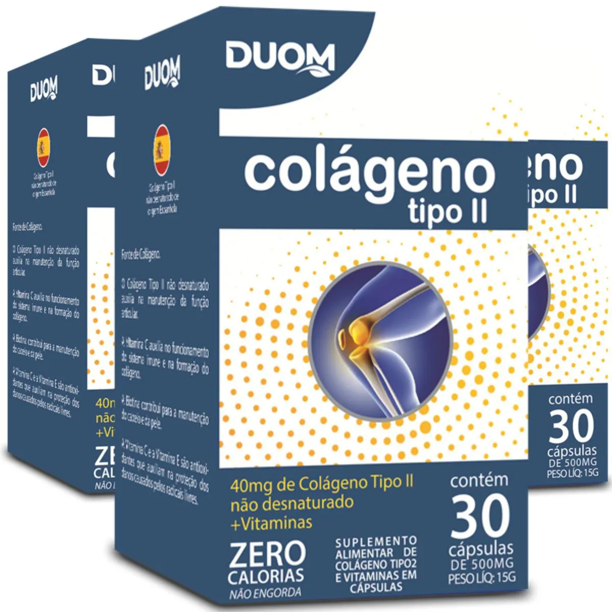 COMBO 3 COLÁGENO TIPO  2 COM VITAMINAS 30 CAPS CADA TOTAL 90 CAPS - DUOM