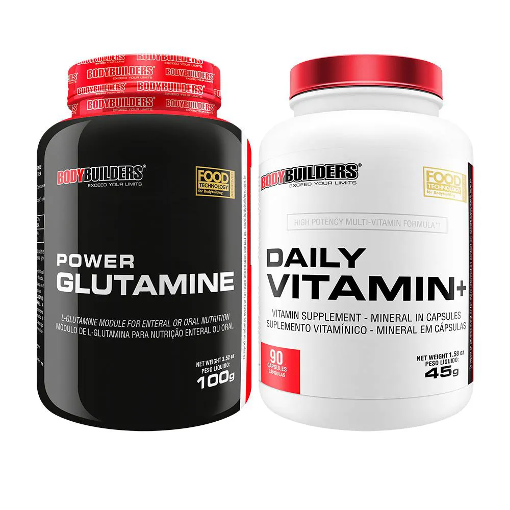 POWER GLUTAMINA 100G + DAILY VITAMIN 90 CáPSULAS - BODYBUILDERS