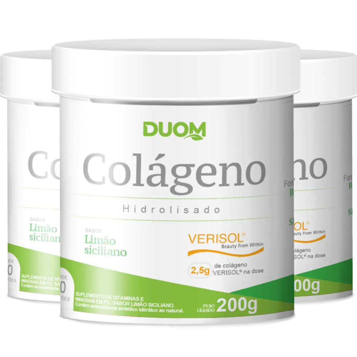 COMBO 3 COLÁGENO VERISOL LIMÃO SICILIANO 600G TOTAL - DUOM