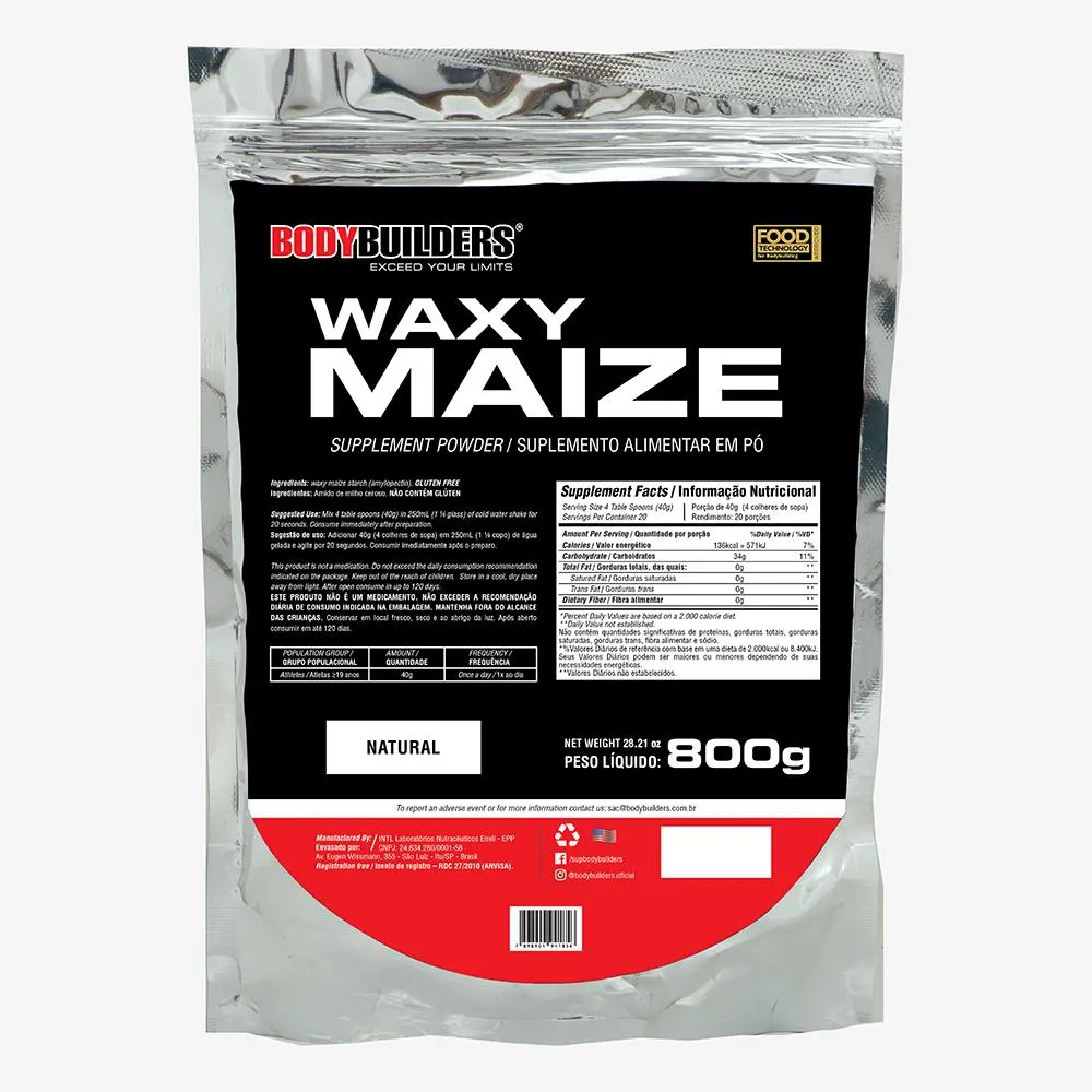 Suplemento Waxy Maize Bodybuilders Natural 800g 