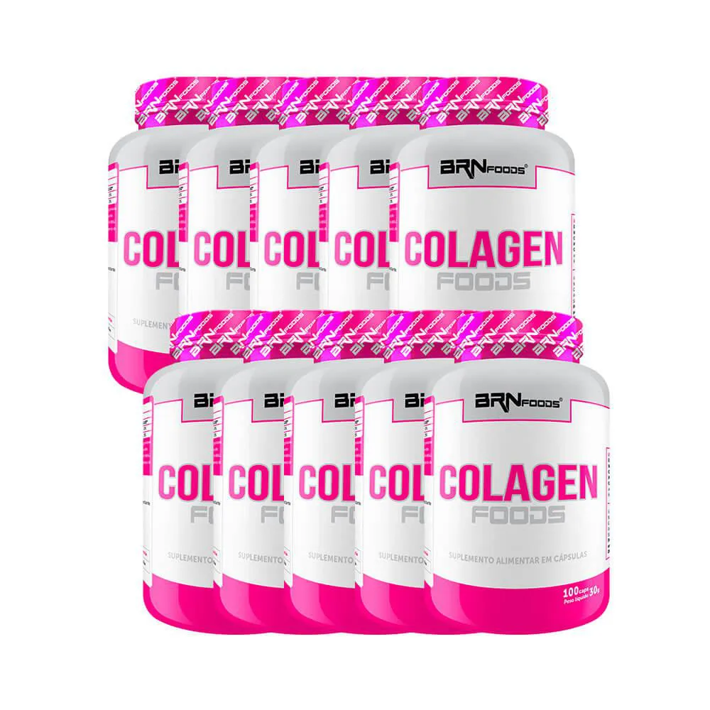 KIT 10X COLÁGENO - COLAGEN FOODS 100 CáPSULAS - BRN FOODS