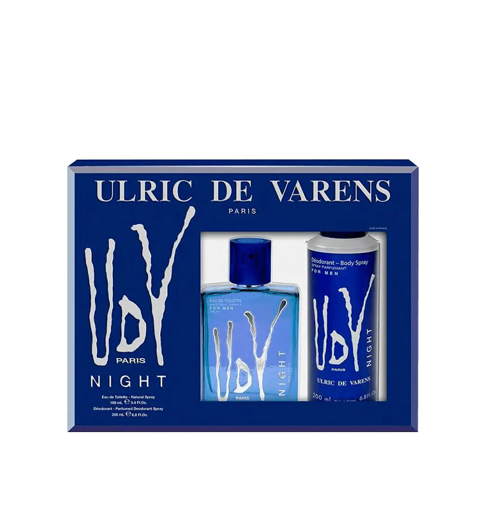 Kit Udv Night Ulric de Varens Masculino - Eau de Toilette 100ml + Body Spray 200ml