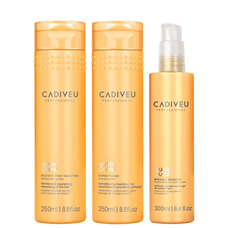 Kit Cadiveu Professional Nutri Glow - Shampoo 250ml + Condicionador 250ml + Miracle Booster 200ml