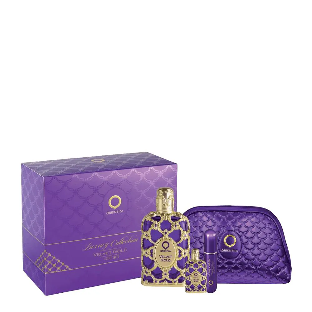 ORIENTICA KIT VELVET GOLD EDP 80ML + MINIATURA 7,5ML + ATOMIZER + NECESSAIRE