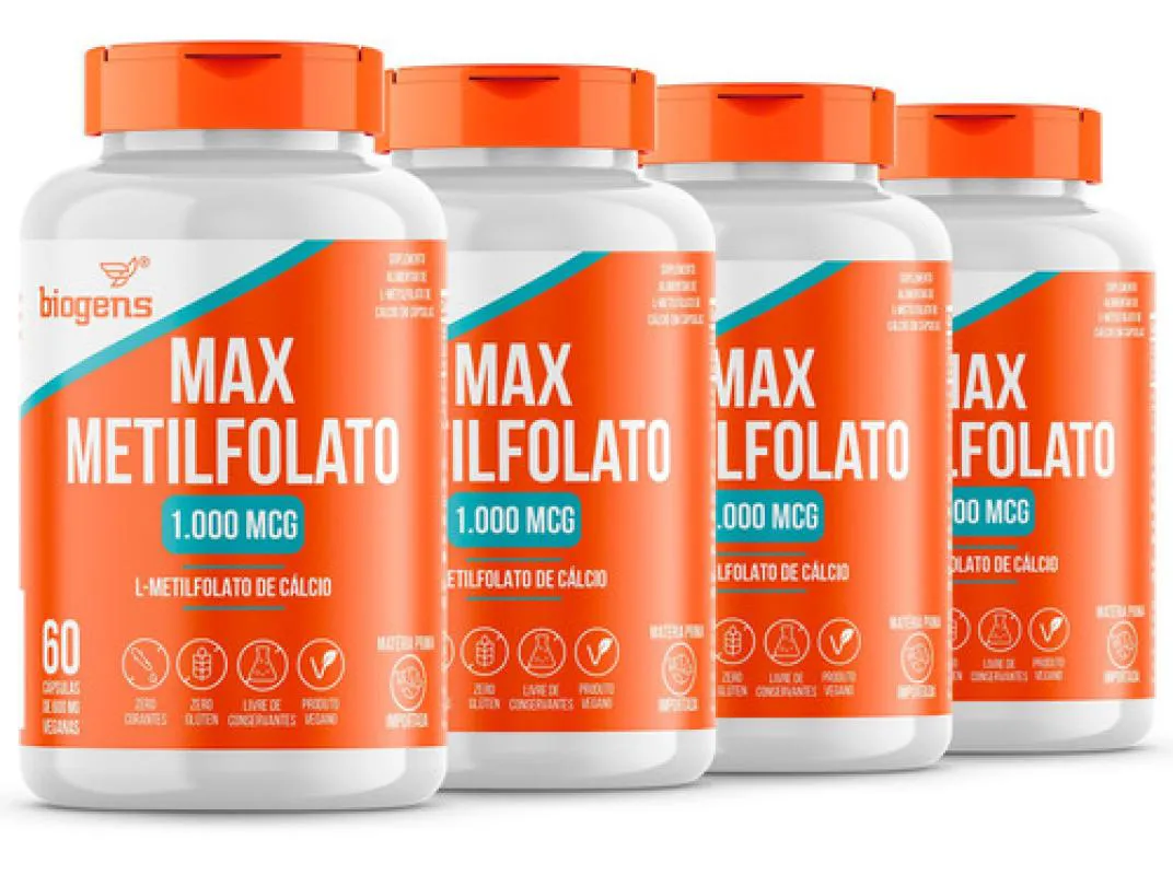 KIT 4X MAX METILFOLATO 1000MCG L-METIL FOLATO 60CPS. BIOGENS Neutro