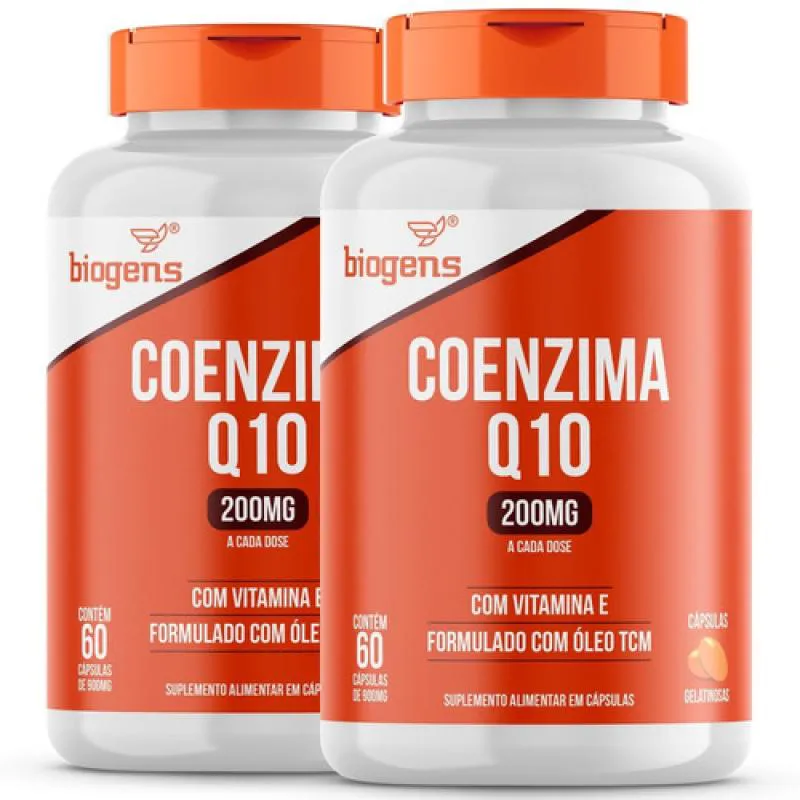 KIT 2X COENZIMA Q10 200MG + VITAMINA E 10MG 60 CAPS. BIOGENS Neutro