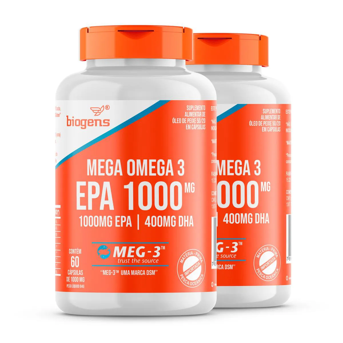 KIT 2X MEGA ÔMEGA 3 EPA 1000 MEG-3 60 CAPS BIOGENS