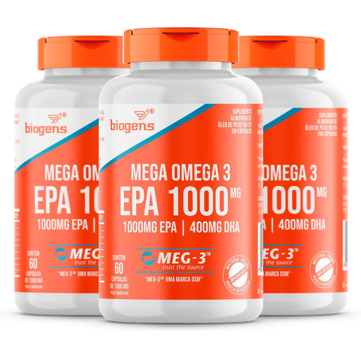 KIT 3X MEGA ÔMEGA 3 EPA 1000 MEG-3 60 CAPS BIOGENS