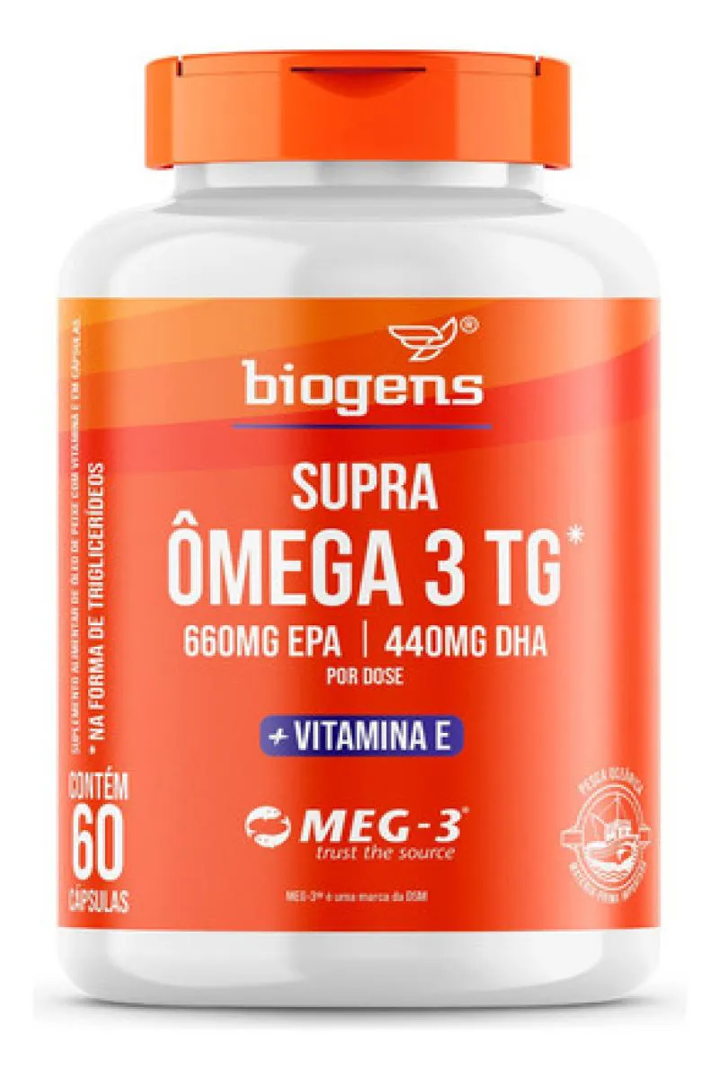 SUPRA ÔMEGA 3 VIT. E 660MG EPA | 440MG DHA, 60 CAPS, BIOGENS Neutro