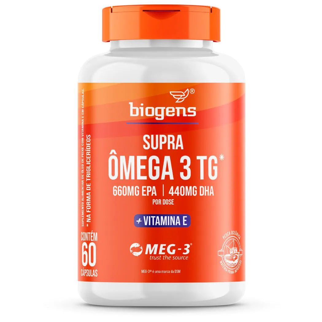 BIOGENS SUPRA ÔMEGA 3 TG EPA 660MG DHA 440MG VIT E 60 CAPS