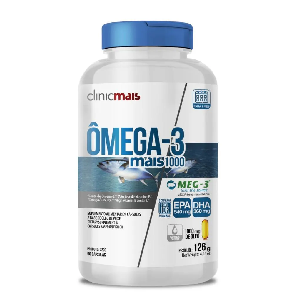ÔMEGA 3 COM VITAMINA E 90 CáPSULAS 1000MG CLINICMAIS