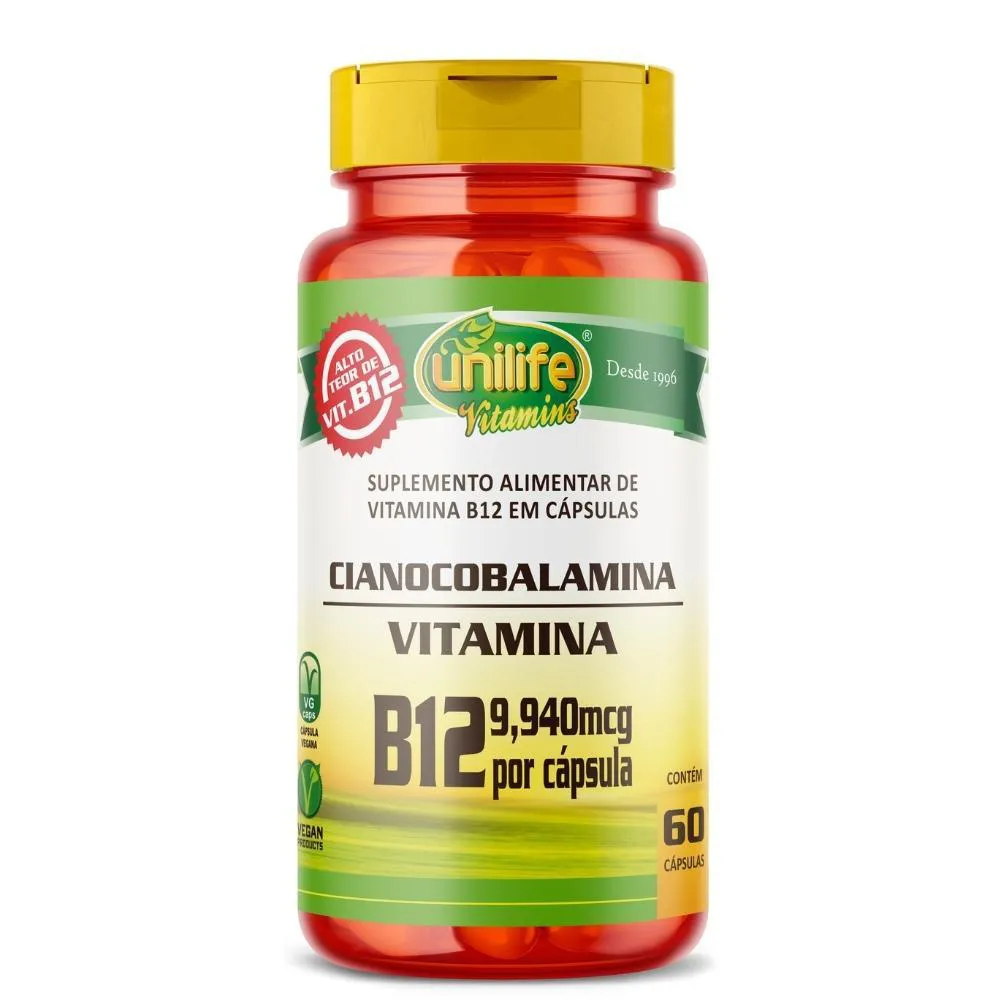 VITAMINA B12 (CIANOCOBALAMINA) 60 CáPSULAS 450MG UNILIFE | Droga Raia