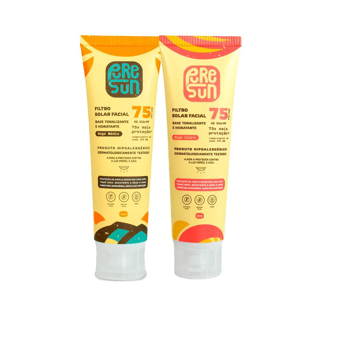 KIT PURESUN PROTETOR SOLAR BEGE CLARO 50G + BEGE MéDIO 50G