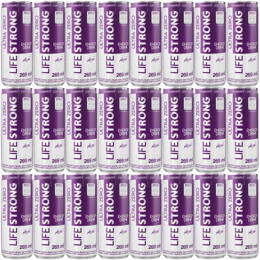 ENERGéTICO LIFE STRONG ENERGY DRINK 24 UNIDADES SABOR AçAI