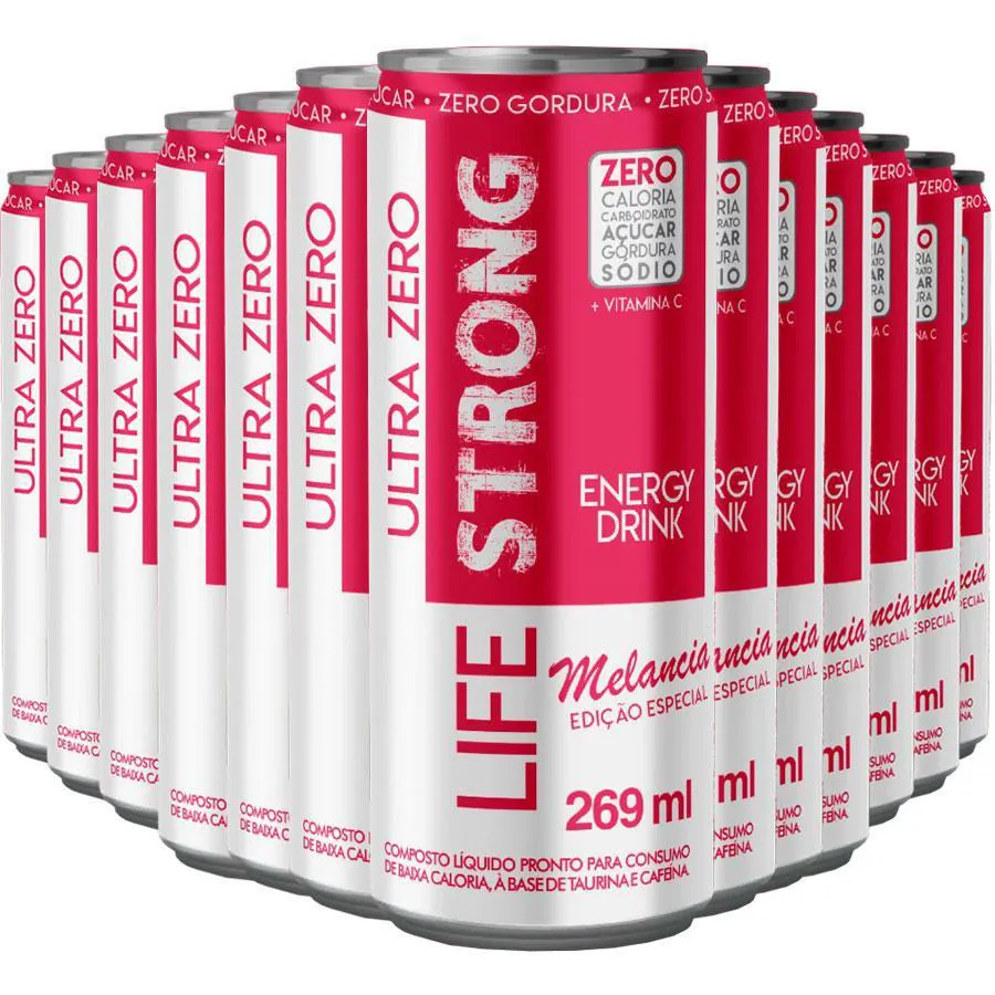 ENERGéTICO LIFE STRONG ENERGY DRINK 12 UNIDADES MELANCIA