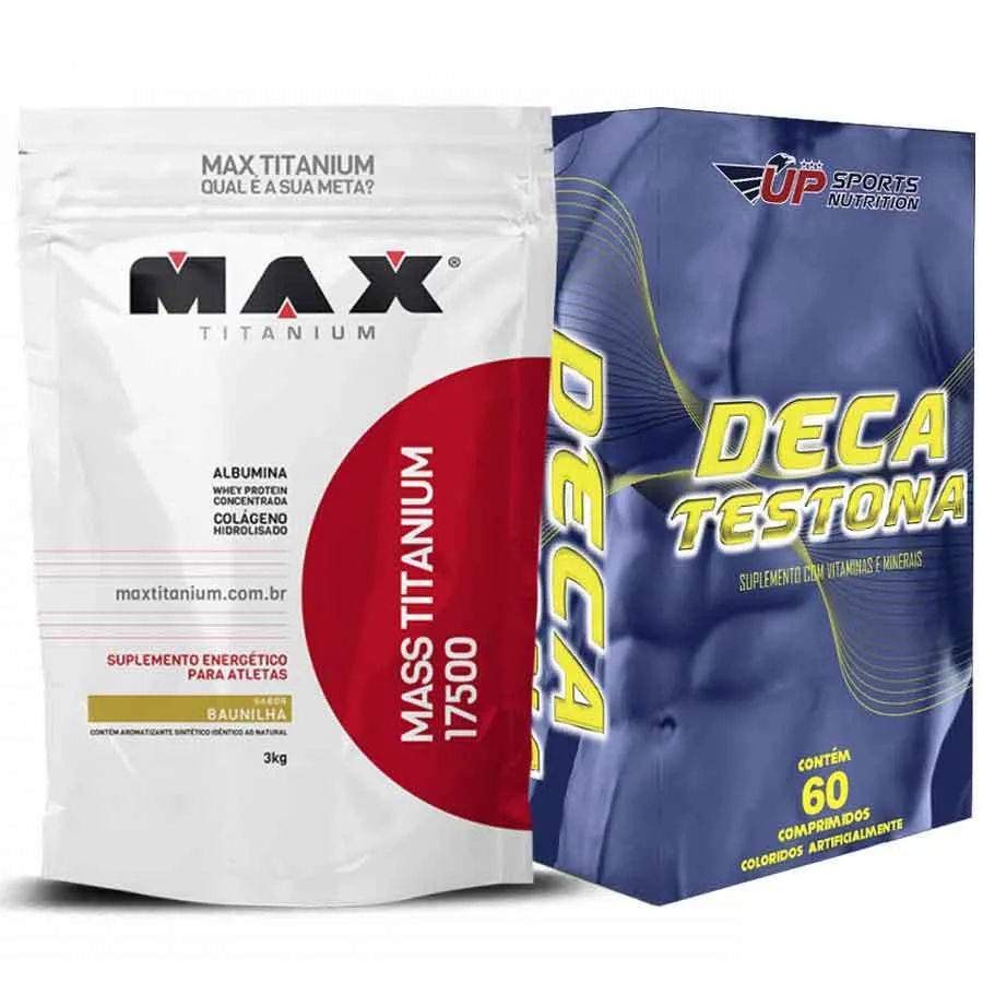 KIT MASS TITANIUM 17500 3KG BAUNILHA + DECA TESTONA COM 60 COMPRIMIDOS