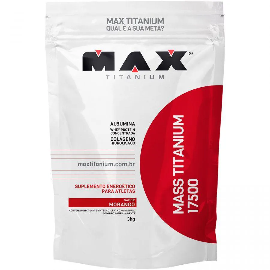 Hipercalórico Max Titanium Mass Titanium 17500 Morango 3kg 