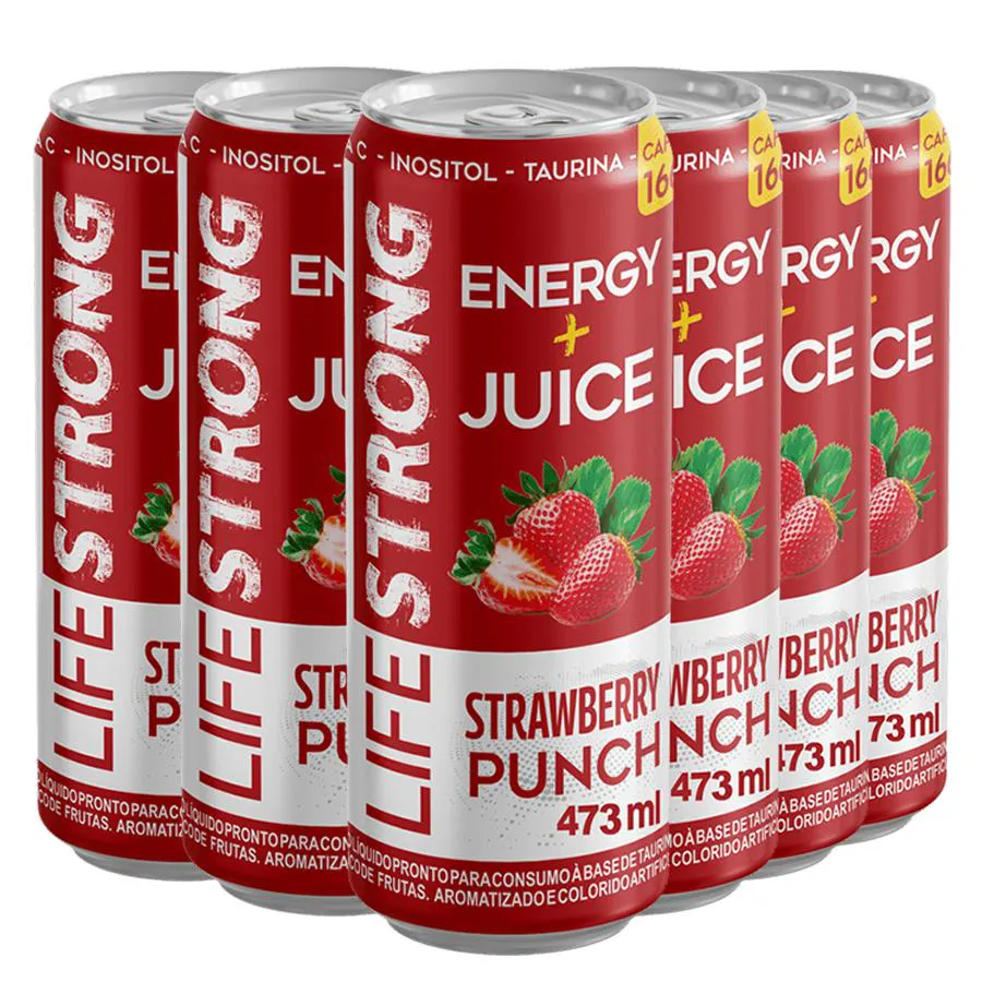 ENERGéTICO LIFE STRONG ENERGY DRINK 6 UNIDADES STRAWBERRY