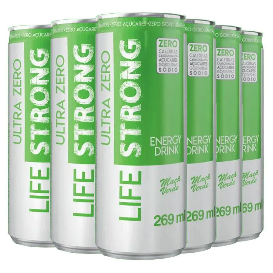 ENERGéTICO LIFE STRONG ENERGY DRINK 6 UNIDADES MAçA VERDE